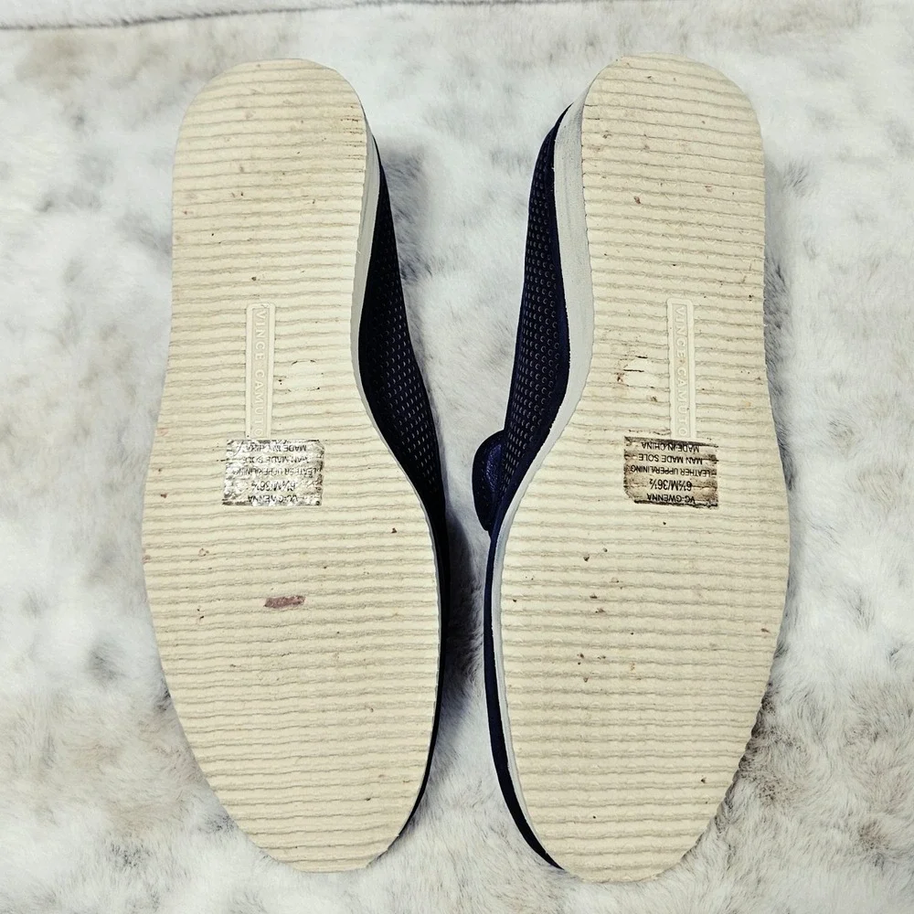 Vince Camuto Navy Blue Perforated Leather Gwenna Slip On Sneaker‎ 6.5M